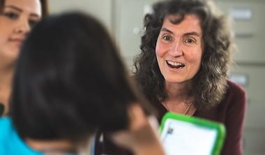 janice w person using AAC